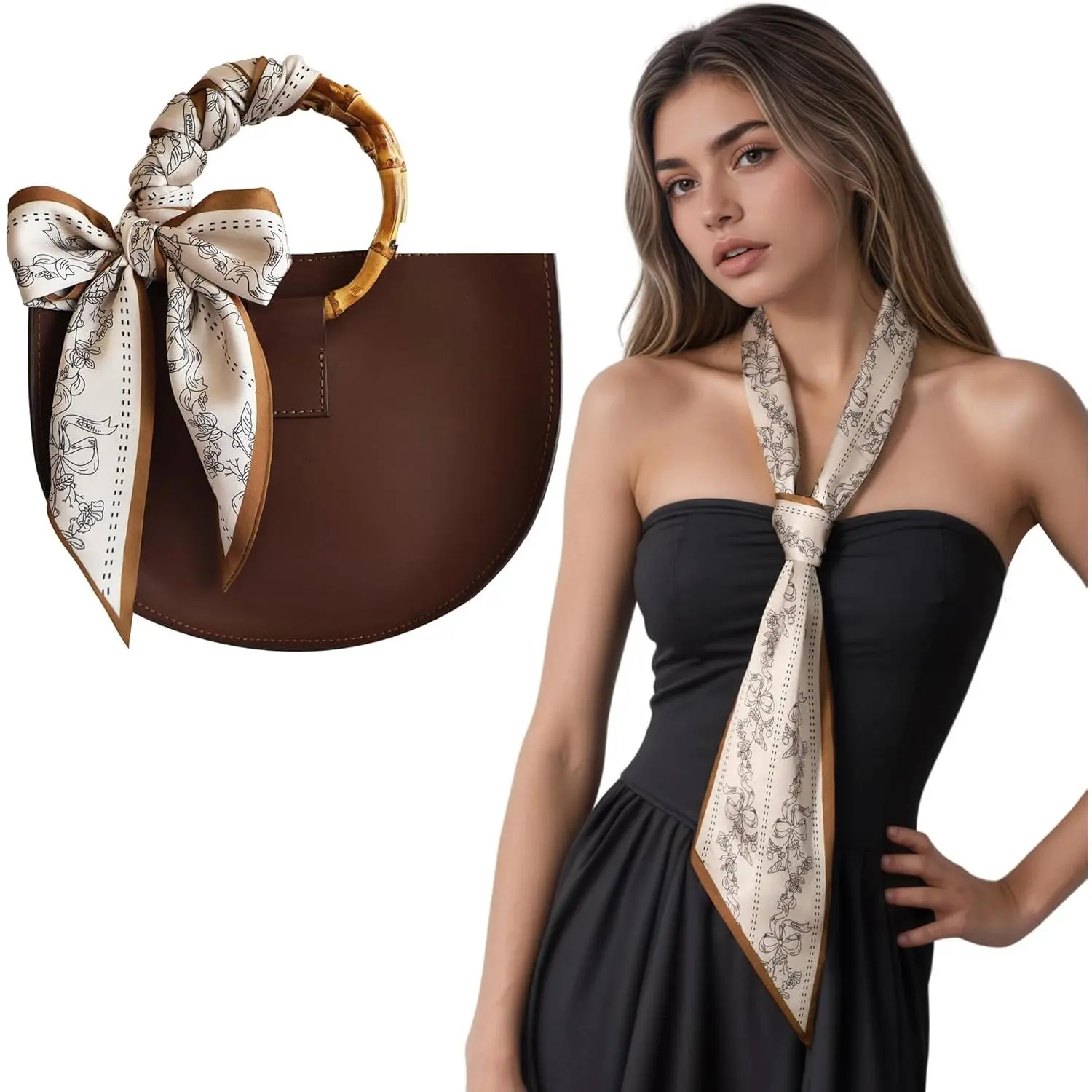 Silk-Like Scarf for Purses, Bags & Hair - Soft  &  Scarf, Elegant Handbag Wrap, Stylish Accessory
