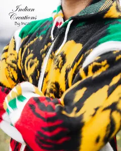 White Rasta Handmade Alpaca Jacket. Soft and Unisex. Lightweight.