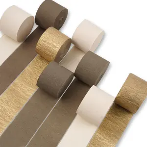 PartyWoo Crepe Paper Streamers 8 Rolls 656ft, Pack of Brown, Gold, Sand White Party Streamers, Crepe Paper for Birthday Decorations, Party Decorations, Wedding Decorations (1.8 In x 82 Ft/Roll)