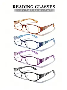 4pcs Colorful Striped Fashion Glasses, Stylish Minimalist High-Definition Lenses for Men And Women, Comfortable & Portable Magnifying Eyewear, Fashionable Frames Glasses, Christmas Gifts