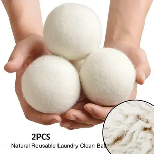 2-Pack Small 5cm Wool Dryer Balls, Anti-Tangle, Static-Free, Fluffy Clothes De-Wrinkle, Woolen Drying Balls for Washing Machine