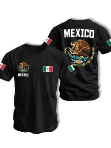 Mexico Emblem Cotton T-Shirt, Loose Fit, Unisex, Cultural Wear, Streetwear, Casual, Football Support, Daily, Soft Breathable Fabric, Unique Design