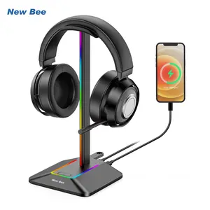 Headphones Stand Holder Desk For Gaming Headphones And Wired Charging Port