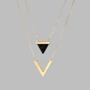 Marble Chevron Double Layer Necklace