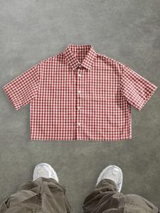 men's regular fit plaid print short sleeve shirt, casual retro style top for daily wear, men's clothes for all seasons