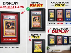 PSA Card Wall Display – Pokémon & Trading Card Frame – Graded Slab Display with Custom Text – Card Collector Display