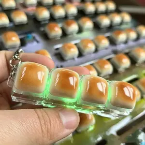 Bread Keycap Stress Relief shine Clicker Keychain Mechanical Keyboard Button Decompress Fingertip Keyring fidget toy sensory toy