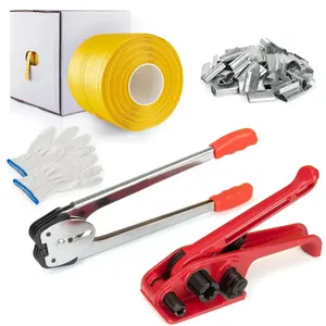 Heavy Duty Packaging Banding Strapping Kit - Upgraded Poly Strapping Tensioner Tool Set with 1000' Length x 1/2" Wide PP Strapping Banding,100 Metal Seals
