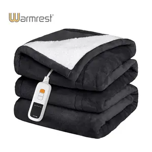 Warmrest Electric Blanket, Reversible Flannel and Lambswool Blanket, 6 Levels of Heating and 4H Auto Off, Overheat Protection, Machine Washable