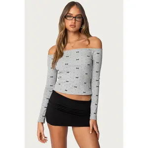 Ryna Bows & Dots Off Shoulder Top