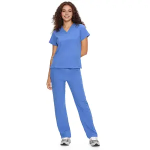 cozyfit Scrubs for Women DawnDusk Set Medical Uniform - V-Neck Top & Straight Leg Pants with 9 Pockets,Easy Care