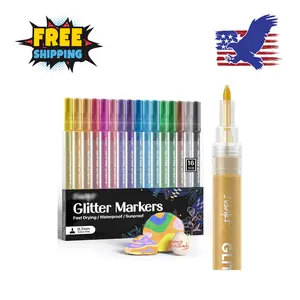 16 Colors Glitter Markers, Glitter Paint Pens Sparkly and Shiny