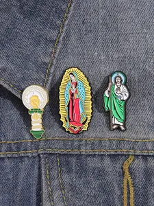 Religious Themes Brooch, Fashionable Enamel Pin Suitable for Backpacks, Jeans, Scarves, Hats Decoration, Trendy All-match & Exquisite Brooch for Birthday Gift