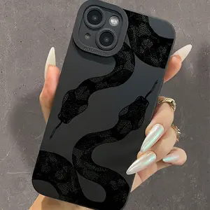 TPU Shockproof Smartphone Casing - Black Snake Design with Black Eye, Cellphone Handheld Accessories Suitable for iPhone 11, X, 17 Series and More Compatible Models