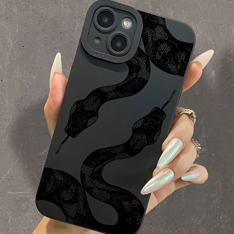 TPU Shockproof Smartphone Casing - Black Snake Design with Black Eye, Protective Cellphone Accessory & Protector for iPhone 11, X, 17 Series & Other Compatible Models