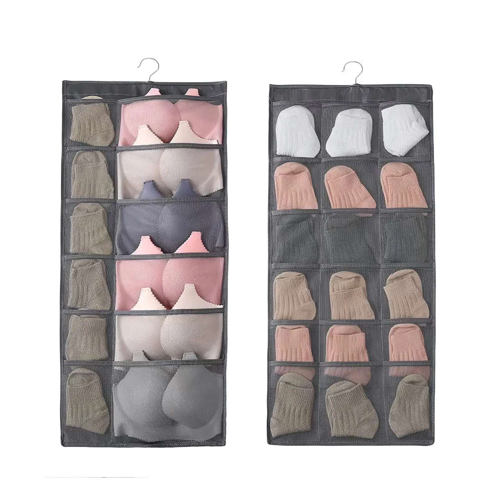 HXP Home Wall Hanging Underwear Storage Hanging Bag Wardrobe Double-sided Cloth Art Bra Socks Storage Bag