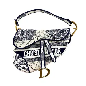 Pre-owned Dior Fabric Shoulder Bags Christian Around The World Embroidered Saddle Bag DR441