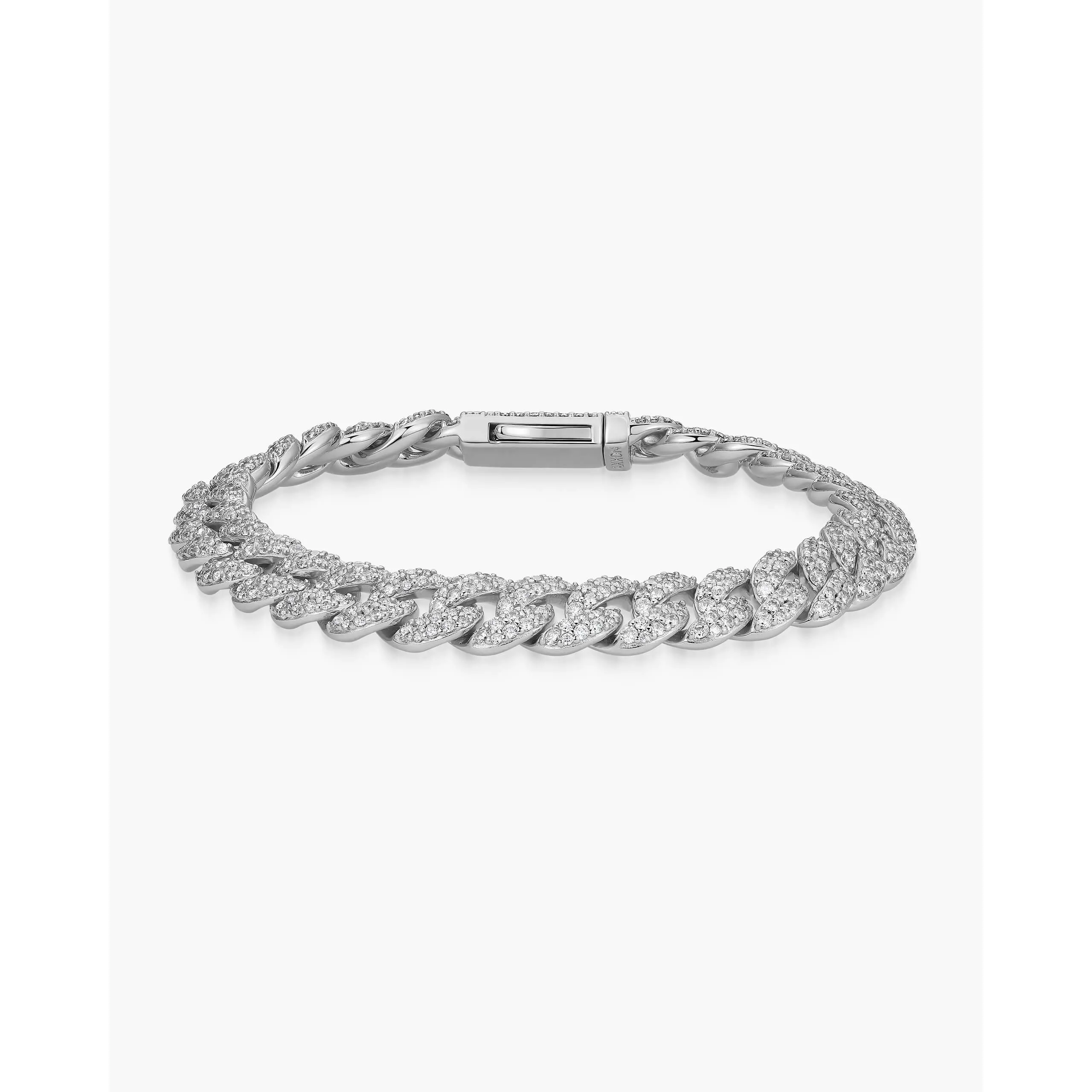 JAXXON Iced Out Cuban Link Bracelet 8mm - Box Clasp - Silver JAXXON Iced Out Cuban Link Bracelet 8mm - Box Clasp - Silver