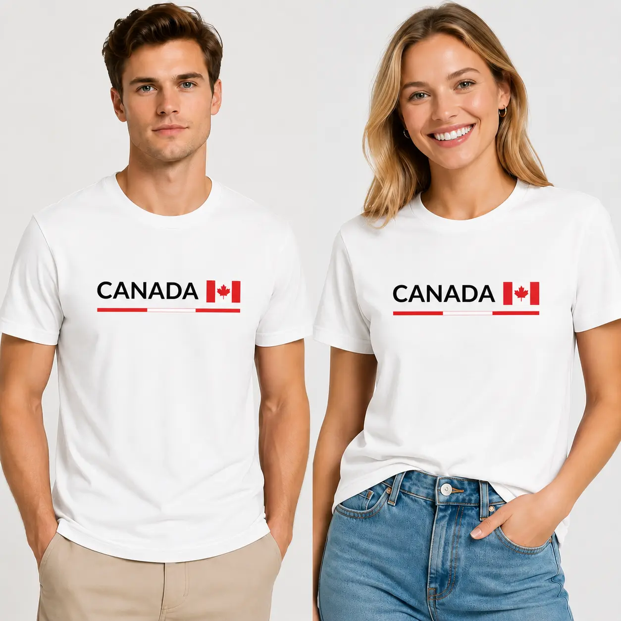 Women's Carpesun Canadian Flag Round Neck Short-Sleeve T-Shirt - 220GSM Thick Combed Cotton, Stylish Unisex Patriotic Canada Pride Breathable Casual Souvenir Top