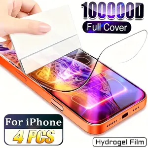 4 pack Full Coverage Hydrogel Soft Screen Protector,For iPhone 17 Air/16e/ 17/16/15/14/13/12/11 Pro/Pro Max/Plus/Mini/X/XS/XR/Xs Max.Easy Install,Durable & Flexible,dynamic island compatible,fingerprint protection,comprehensive protection (nont glass)