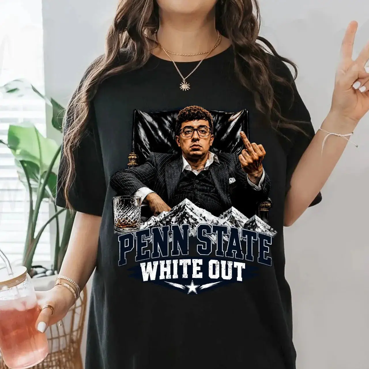 Penn State White Out Graphic Tee Ring-Spun Cotton Soft-Washed T-Shirt Trendy Tops Perfect Gift