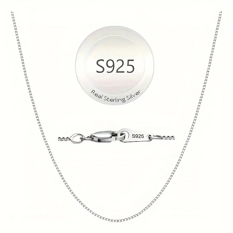 S925 Sterling Silver Box Chain Necklace for Women, Casual & Durable Design, Fits Pendants, Secure Lobster Clasp, Christmas Gift, 16-24 Inch, Box Necklace, Link Pattern, Multi-Size, Unisex, 20 Inches, Adults, Any Occasion