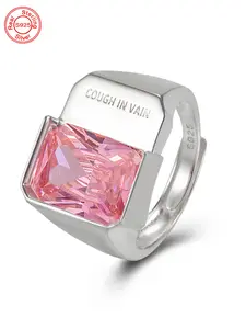 S925 Sterling Silver Zirconia Decorated Ring, Adjustable Open Ring, Fashion Jewelry Accessories for Women, Trendy All-match & Exquisite Jewelry for Birthday Gift