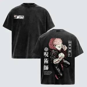 Itadori Yuji Execution Arc Vintage Washed T-Shirt – Jujutsu Kaisen Anime Graphic Tee Oversized Streetwear Apparel, Soft Cotton Casual Unisex Top, Cursed Energy Inspired Sweatshirt, Gift for JJK Fans