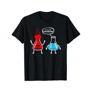 Funny Chemistry Nerd Graphic Tee for Women Casual T-Shirt with Black Hole Overreacting Design Crew Neck Clothing