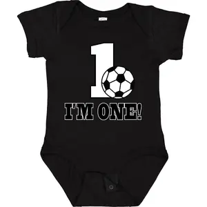 First Birthday Soccer 1 Year Old Baby Bodysuit First Birthday Soccer 1 Year Old Baby Bodysuit