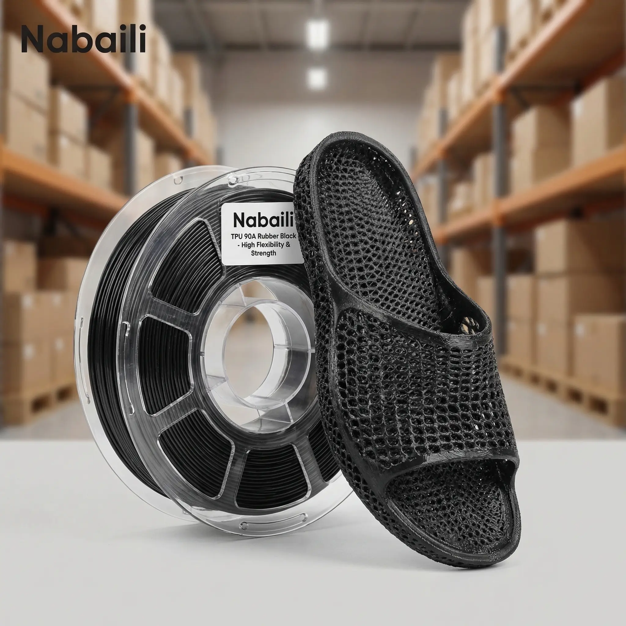 NABAILI TPU 90A Hardness Rubber 3D Printing Filament - Black, High Flexibility, High Strength, Fused Deposition Modeling 3D Printing Supplies for Custom Fabrication, DIY Creations
