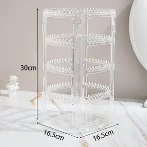 Jewellery Stand Organiser, 360° Rotating Clear Display Earring Holder, 4 Tiers Jewellery Stand Necklace Stand Jewelry Dangle Earring Necklace Bracelet Display Rack Stand for Storage
