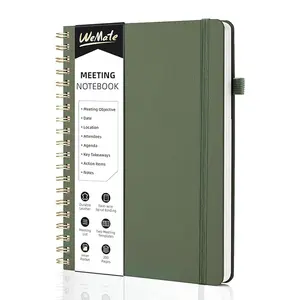WEMATE Efficient Meeting Notebook, Business Office, Work Notebook, Professional and Practical Design, Office Supplies for Project Planner, PU Leather Hardcover Meeting Notes Notebook for Work, B5 (10" × 7")