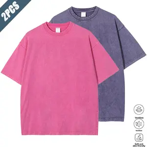2 Pack Women's Oversized T-Shirt Acid Wash Loose Vintage Washed Tee Short Sleeve Streetwear Casual Top Summer Comfort Sports t-shirt