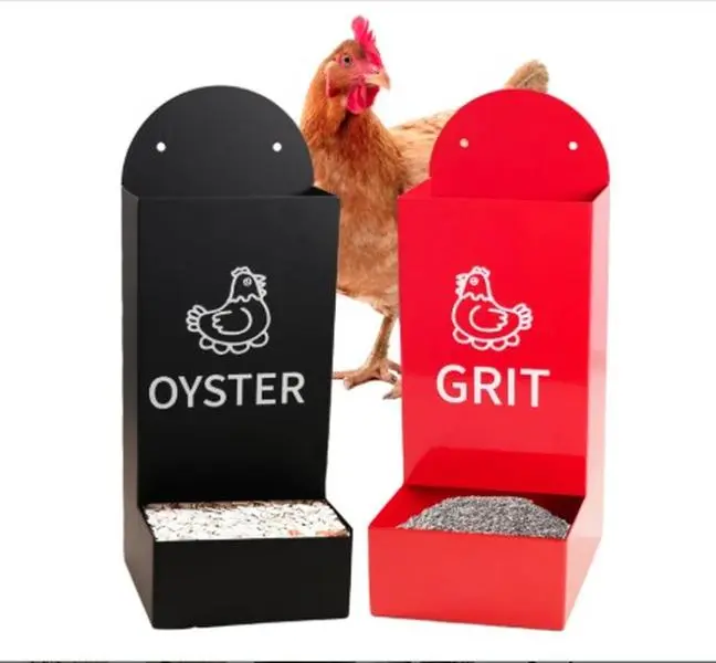 Metal Automatic Chicken Grit & Oyster Shell Feeder – Poultry Coop Feeding Accessory