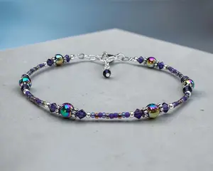 Rainbow Hematite Crystal Beaded Anklet