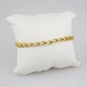 Bracelet - Pulsera de Dama Zircon Stone 14k Real Color Elegante para Mujer
