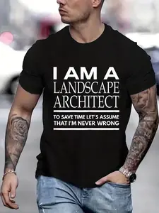 100% cotton Landscape Architect Printed T-shirt, Short-sleeved Crew Neck Casual Top, Suitable For All Seasons, Men's Wears, Landscape Architect Gifts