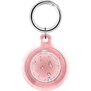 1|2|4 Pack IPX8 Waterproof Case for AirTag (2nd & 1st Gen), Full Body Holder Keychain, Anti-Scratch Cover for Apple Air Tags, Luggage, Pet Collar, Car Keys, Kids, Clear Pink