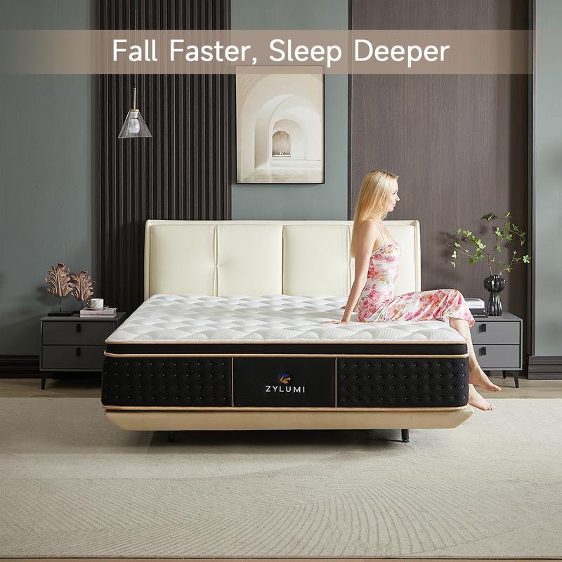 [ZYLUMI]  Hybrid Mattress in a Box, 10/12/14 Inch, Twin/Full/Queen/King, Gel Memory Foam & Zoned Support Springs, Pressure Relief, Breathable Fabric, Motion Isolation, CertiPUR-US & OEKO-TEX