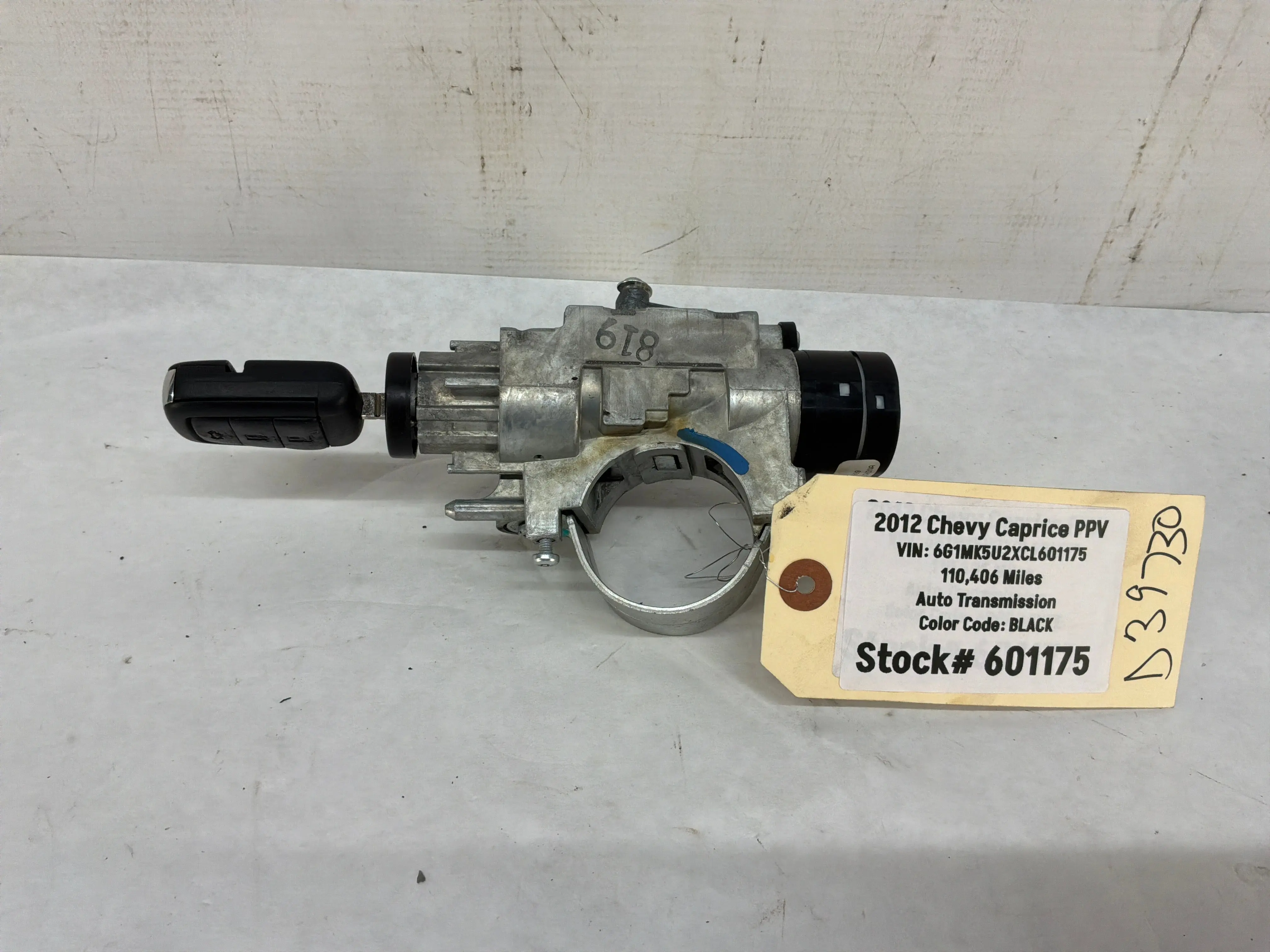 2012 Chevy Caprice PPV Ignition Switch Lock Housing Assembly w/ Key Transmitter OEM
