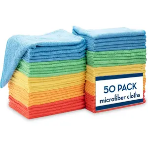 Microfiber Cleaning Cloth, 50pcs/set Super Absorbent Microfiber Towel, Car Washing Cloth, Household Cleaning Supplies for Car, Home, Kitchen, Window