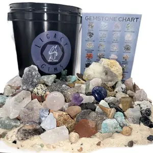 Mega Crystal Gem Mining Bucket - 1 Gallon Bucket, 12 -14 lbs Total - Over 5 lbs of Gemstones and Crystals and Pyrite