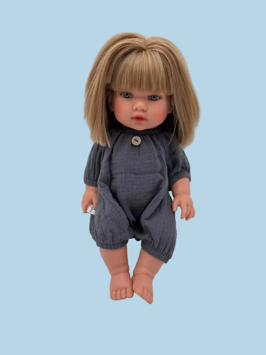 Doll Clothes | Doll Muslin Romper - Smoky Blue (11" - 14" dolls)