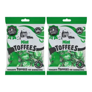 Walkers Nonsuch British Mint Toffee Candy 5.29 Oz (Pack of 2) - Natural Mint Flavor, Whole Milk Toffee, Individually Wrapped Chewy Candy Pack, Classic English Sweets, Imported UK