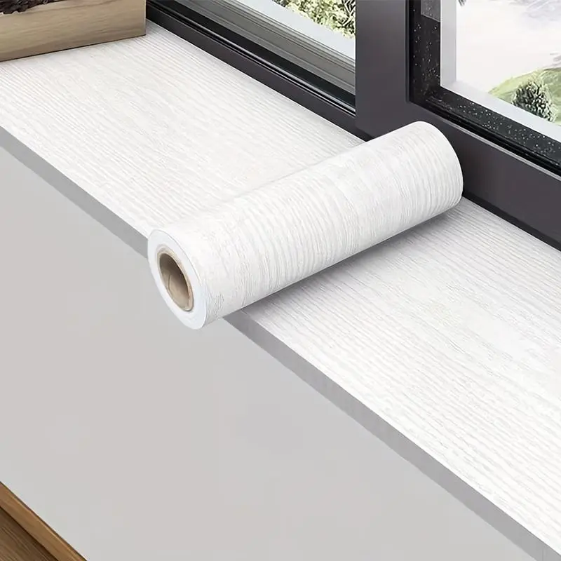 Wood Grain Pattern PVC Self-adhesive Waterproof Window Sill Sticker, Window Upgrade Decorative Sticker for Furniture, Cabinets, and Threshold, Self Adhesive Film, Peel And Stick DIY Wallpapers