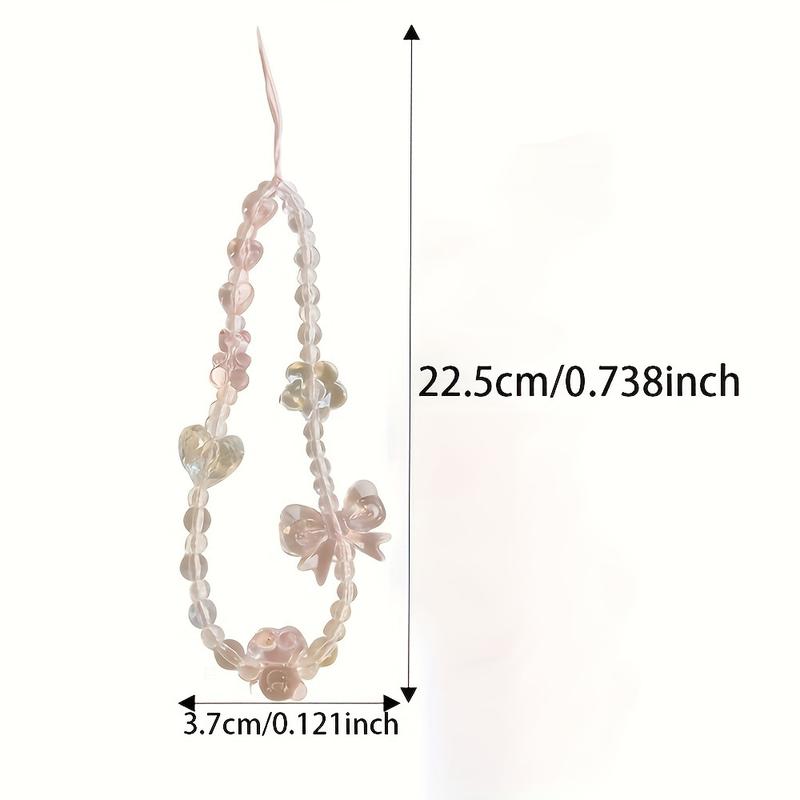 1pc Rosy Butterfly Flower Bear Phone Chain Trendy Pendant For IPhone/Samsung Universal Accessories Cute Phone Hanging Rope