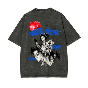 Samurai Champloo Mugen Jin Fuu Vintage Washed Heavyweight Cotton T Shirt Anime Streetwear Casual Daily Classic Fan Gift Unisex Retro Style