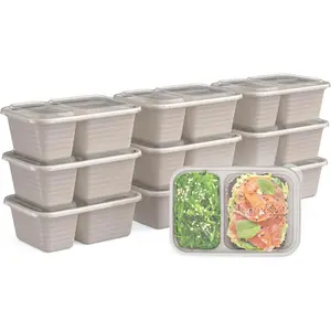 Prep - 2-Compartment Snack Containers with Custom-Fit Lids - Reusable, Microwaveable, Durable BPA -Free, Freezer and Dishwasher-Safe Meal Prep Food Storage - 10 Trays & 10 Lids (Clay)