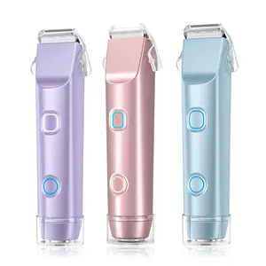 Bikini Trimmer with Soft Pouch,Dual-Head Women Shaver Painless Skin-Friendly,Waterproof / Wet & Dry Rechargeable Ergonomic Design Portable / Travel-Friendly,Low Noise Trimmer for Bikini Line,Smooth & Gentle Removal MothersDay Gift Grooming Kit